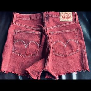 Levi’s 501 High Rise Red Denim Shorts